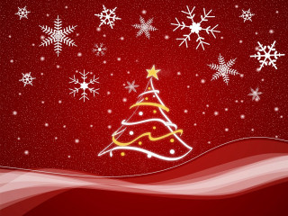 Christmas tree snowflakes red background 5 - a christmas tree free wallpaper for desktop