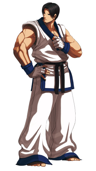 Man white outfit blue belt - character free wallpaper