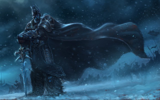 Snowy man sword bear aurora 2 - a sword in a snowy landscape free wallpaper