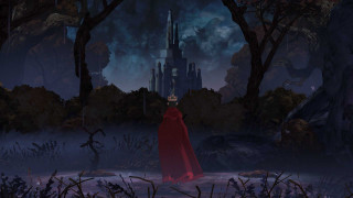 Woman red cape forest night - a red cape free wallpaper