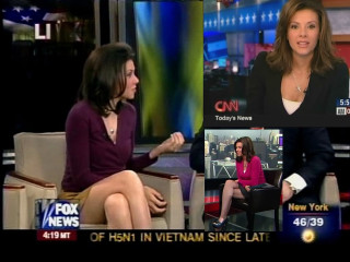 Woman talking news set anchor - dynamic camera angle free wallpaper