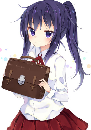 Girl briefcase white shirt brown - anime visual free wallpaper for mobile