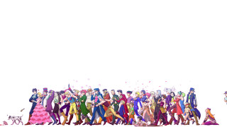 Colorful people walking street dog - a leash free wallpaper