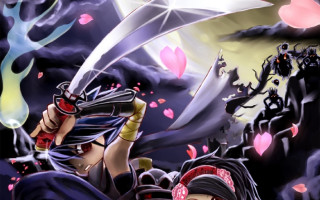 Woman sword crowd hearts sky - heart free wallpaper for desktop