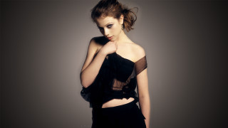 Woman black dress posing hands 9 - a bun free wallpaper