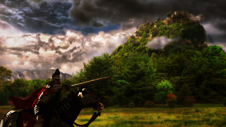 Man riding horse sword field - a man riding free wallpaper
