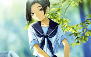 Girl blue shirt bow tie - chizuko yoshida free wallpaper