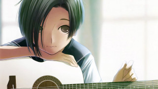 Person guitar window sunlight background - a guitar free wallpaper