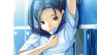 Girl hand head wall blue - portrait free wallpaper