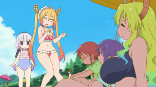 Women bathing suits field umbrellas - dragon art free wallpaper