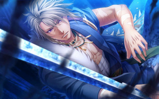 Man sword blue background sky - baiōken eishun free wallpaper for desktop