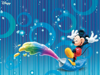 Mickey mouse flying bubbles blue - a mickey mouse free wallpaper
