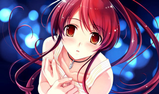 Red haired girl anime moonlight - big eye free wallpaper