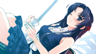 Woman black hair water scarf - a black dress free wallpaper