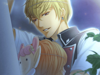 Man woman horse purple sky - a horse in front free wallpaper