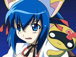 Blue hair girl cat ears - stuffed free wallpaper