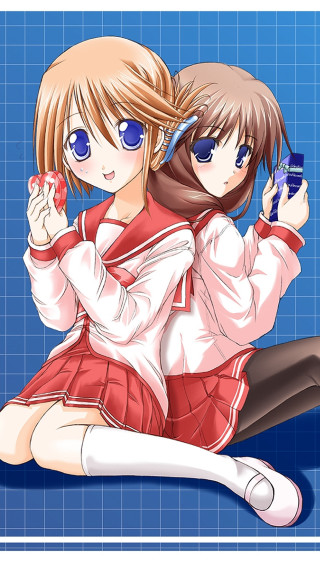 Anime girls blue floor cell - their hand free wallpaper for mobile