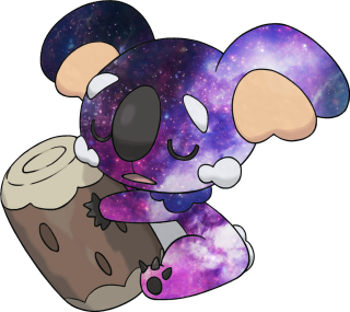 Cartoon koala hugging pillow galaxy - free space wallpaper for tablet