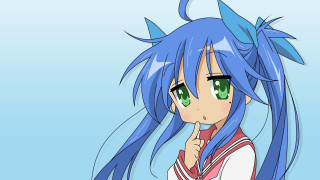 Anime girl blue hair green 4 - her lip free wallpaper