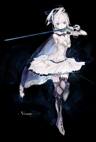Woman white dress sword black - a black background behind her free wallpaper for mobile