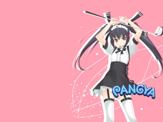 Girl baseballbat pinkbackground anime maid - anime visual free wallpaper