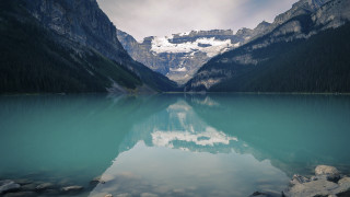 Mountain range reflection lake rocks 9 - rock and trees free wallpaper