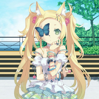 Girl blonde hair bench butterfly - a bench free wallpaper for tablet