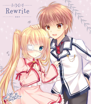 Anime couple pink background snowflakes - pink free wallpaper for tablet