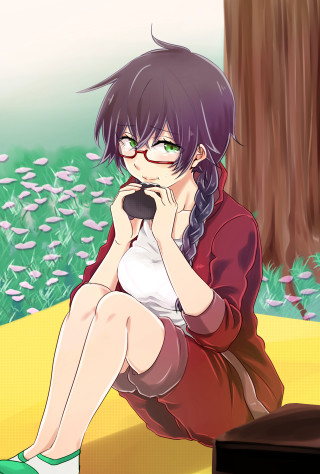 Girl sitting tree food box - the ground next free wallpaper for mobile