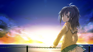 Girl fence sunset clouds sky - the sky behind her free wallpaper