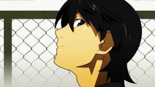 Fence man black hair anime - a chain link fence free wallpaper