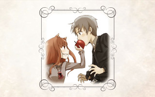 Anime couple kissing red apple - a red apple free wallpaper for desktop