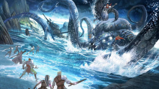 People octopus ship sea water - a giant octopus free wallpaper