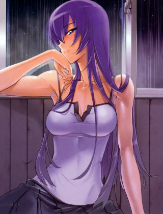 Purple hair woman bathroom sitting - a bathroom free wallpaper for mobile