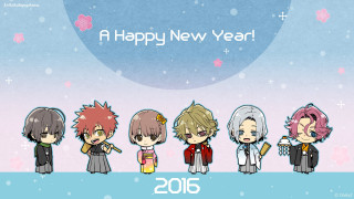 Cartoon characters blue background happy - a happy new year free wallpaper