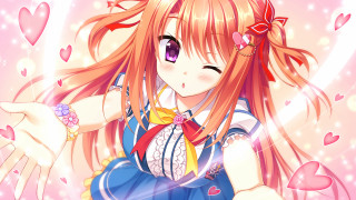 Girl long hair bow pink - a pink heart free wallpaper