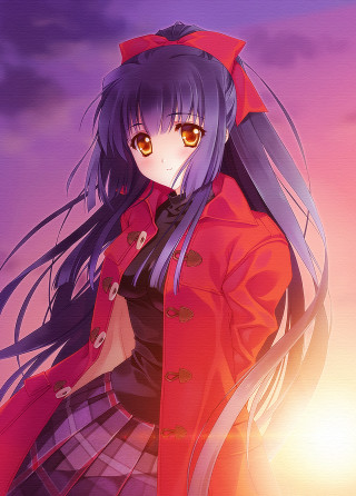 Anime girl long hair red 2 - a red coat free wallpaper