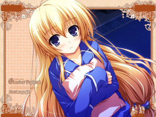 Anime girl long blonde hair - a purse free wallpaper