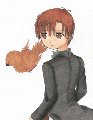 Person fox tail black suit - anime art free wallpaper for mobile