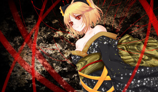 Woman yellow hair black dress - expressionism free wallpaper