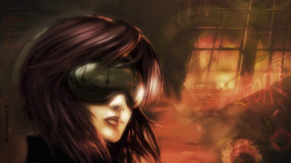 Steampunk woman face glasses portrait - cyberpunk style free wallpaper for desktop