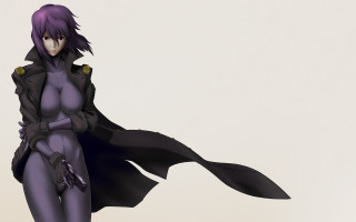 Woman purple outfit black cape - ghost in the shell free wallpaper