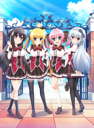 Anime girls sidewalk gate blue - a detailed drawing free wallpaper for mobile