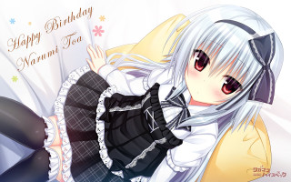 Girl white hair black outfit - a happy birthday free wallpaper