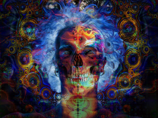 Skull colorful hair cross psychedelic - psychedelic art free wallpaper for desktop