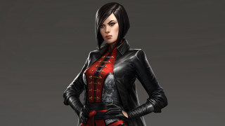 Eve ryder leather jacket brown - red shirt free wallpaper