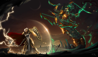 Woman white dress giant creature - epsylon point free wallpaper