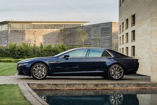 Blue car parked building pool - a large window free wallpaper