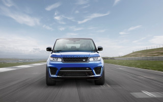 Blue range rover driving road - a sky background free wallpaper