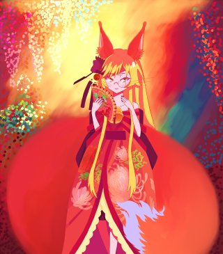 Woman red dress cat shoulder - a cat free wallpaper for tablet